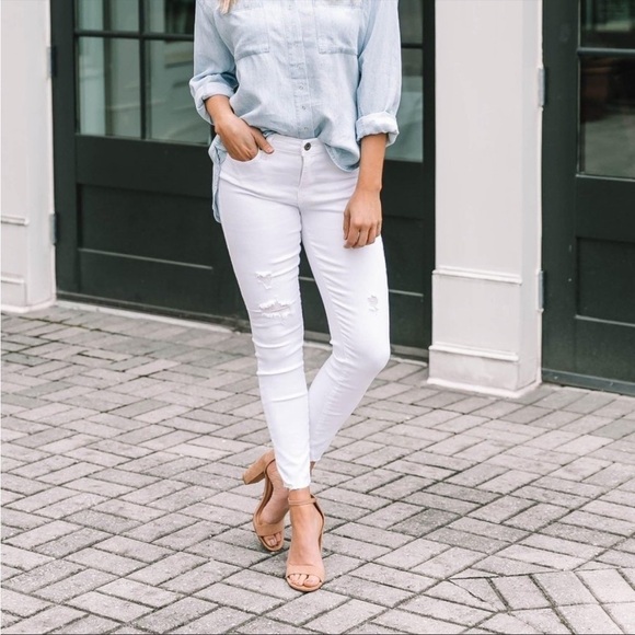 Pistola High Rise Distressed White Skinny Jeans 27 - Picture 1 of 10